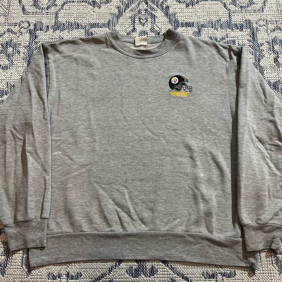 VTG 90's NFL Gray Steelers Football Crewneck Made in USA SZ BOXY XL - Picture 1 of 5